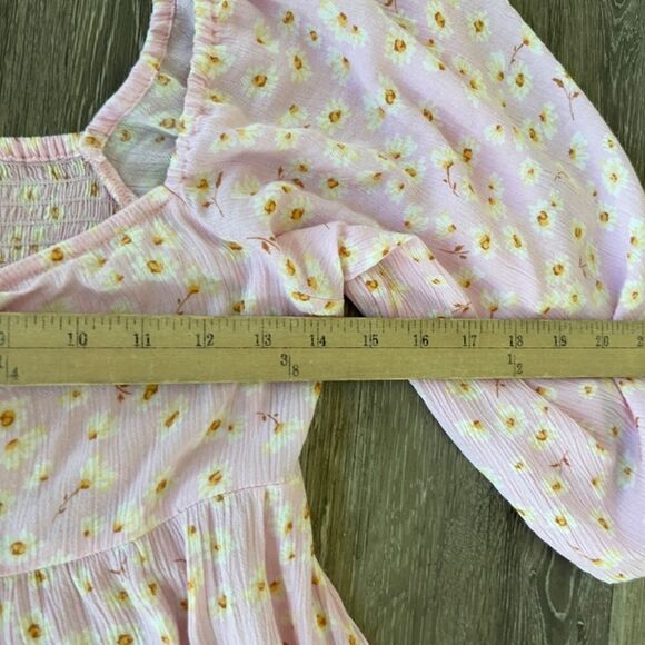 Billabong Dress Womens Medium Pink Swept Away Midi Peasant Casual Boho Floral - Picture 6 of 12